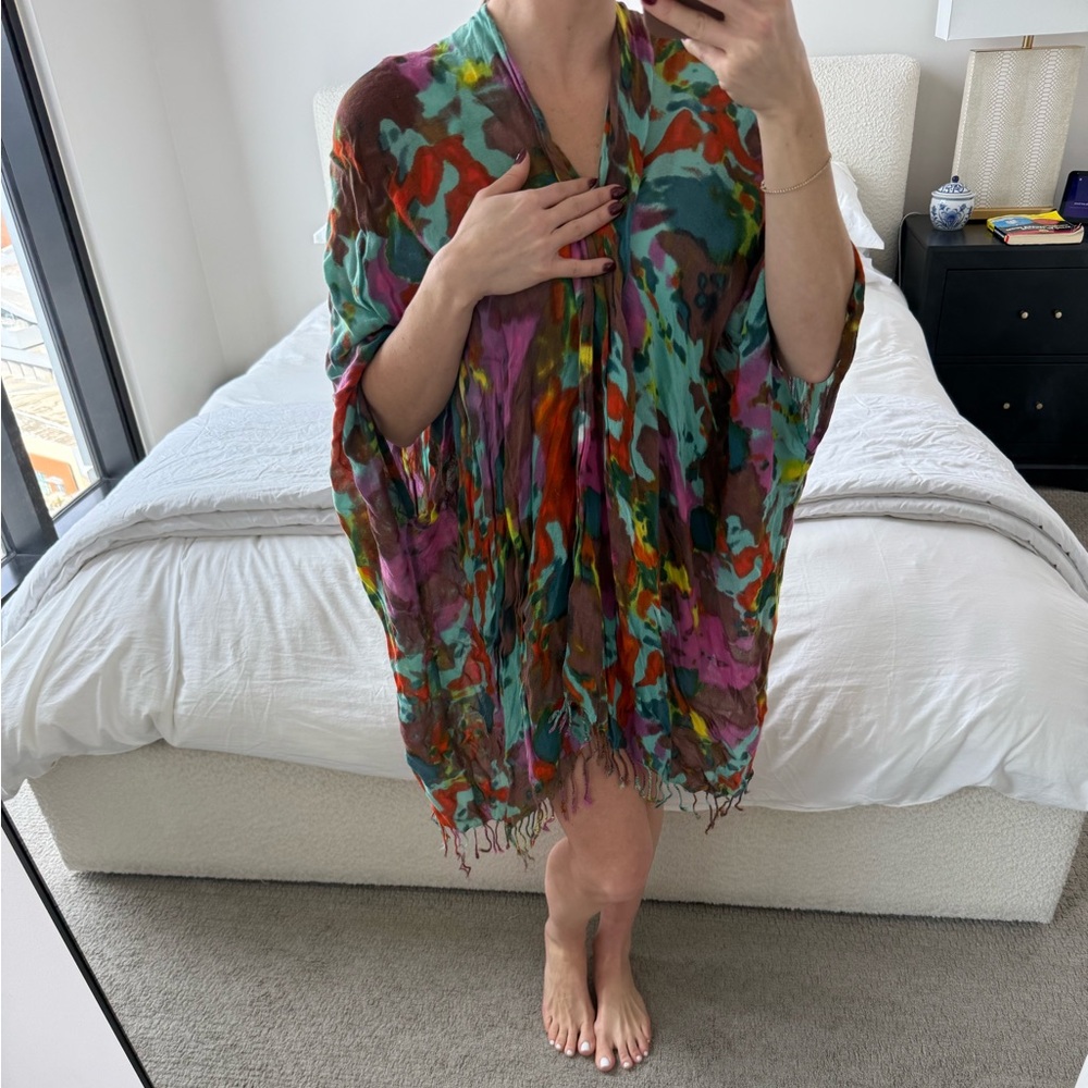 Colorful Abstract Patterned Shaw Kimono - Picture 2 of 8